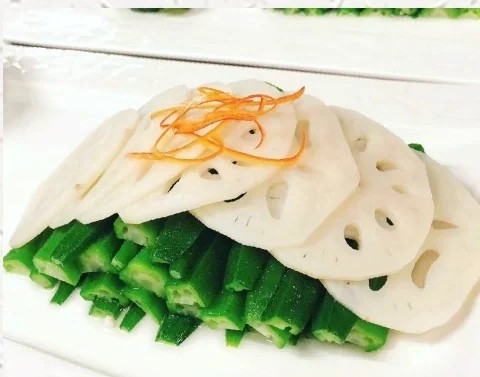 芥辣秋葵藕片成菜图